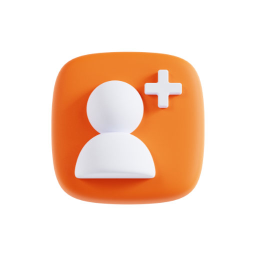 grafica 3D del classico aggiungi un amico utilizzato sui social, simboleggia l'aggiunta di nuove persone alle proprie connessioni personali e al proprio network